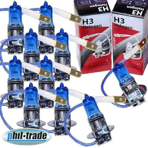 10x Halogen H3 Scheinwerferlampe Birne 70W 24V Abblendlicht Fernlicht Glühlampen | E - Prüfzeichen | Sockel PK22S - Xenon Weiß