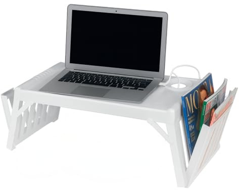 Virsus Vassoio da letto Life Multifunzione 1914 dimensioni 53x32 richiudibile gambe pieghevoli e altezza regolabile in diverse posizioni per la colazione a letto, per campeggio, mare, colore Bianco