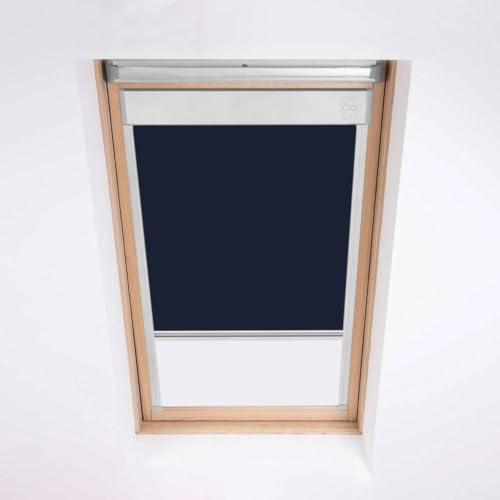 Skylight Blinds Optilight Dachfenster – Verdunkelungsrollo – silberner Aluminiumrahmen (Marineblau, 55/98)