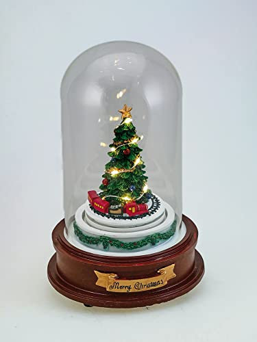 Musicboxworld MMM GmbH, 63043 Spieluhr - Glaskuppel mit beleuchtetem Weihnachtsbaum und Zug