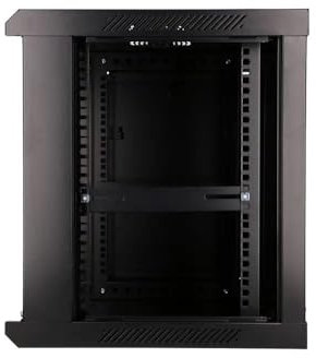 EXTRALINK Rack 19 pollici 9U - Armadio rack 600x450 mm, per montaggio a parete o a pavimento, capacità di carico 60 kg, porta in vetro temperato, apertura porta a 180°, nero