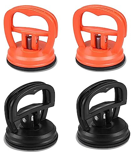 4 Stück Saugheber Vakuumsauger Auto Dent Saugnapf Abzieher Heavy Duty Saugheber Mini Glassauger für Mobiltelefon Tablet Display LCD Reparaturwerkzeug (Orange +Schwarz)