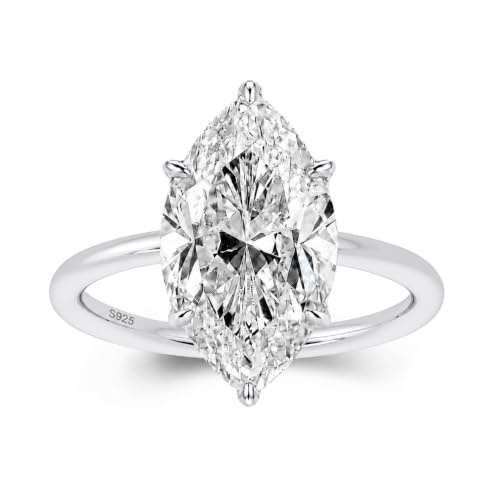 RODIFFY Bague de fiançailles marquise 3,5 carats avec oxyde de zirconium de qualité AAAAA pour femme, argent S925, bijou de mariage