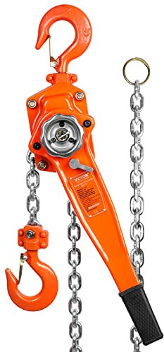 VEVOR Palan à Levier Manuel 1,5 T Palan à Chaîne à Cliquet Manutention Levage 2,8 m Acier au Carbone G80 Frein Weston Double Cliquet Guidage de Chaîne Crochet 360° pour Garage Quai Usine Marchandises