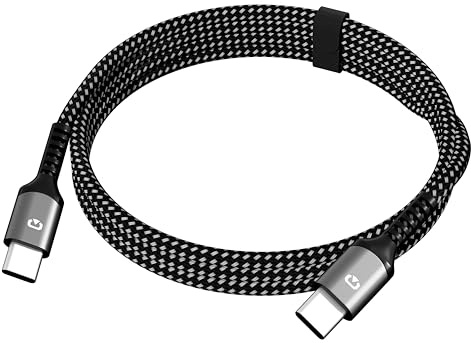 TLIDA USB C to Type-C Cable 3.3ft 66W PD Fast Charging & 480Mbps Data Transfer Nylon Braided for iPhone 16/15 Pro Max for MacBook Pro iPad Pro Galaxy S24 Ultra Google Pixel 9 Gray