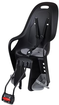 POLISPORT 8408100005 - Rücksitz KOARI für Fahrräder mit 29-Zoll-Rad oder kleinem Rahmen, geeignet für Kinder mit einem Maximalgewicht von 22 kg, mit Verankerung am Rahmen in Schwarz/Grau