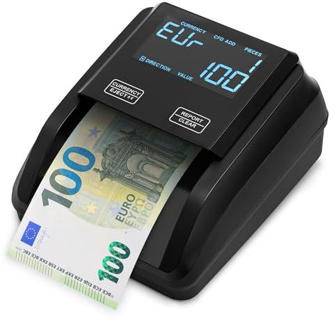ZENACASA Geldscheinprüfer und Geldzählmaschine 2in1 mit Touchscreen- Einzeln einlegen - Banknotenprüfer Falschgelderkennung mit UV/MG/IR für falsche Euro, Pfund, Dollarscheine - Mobiler Scanner