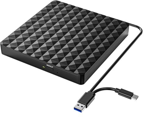 Graveur De CD Externe DVD RW USB 3.0, Lecteur Optique DVD Portable Mince, Lecteur CD-ROM 24X, Lecteur CD-R 24X(Black)