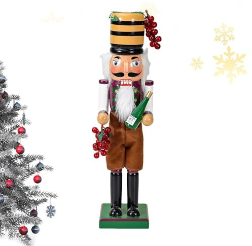 Yiurse Cascanueces tradicional, decoración de cascanueces de Navidad de 14 pulgadas | Decoraciones, cascanueces vintage de vino y uvas para el hogar y el jardín, cocina, chimenea