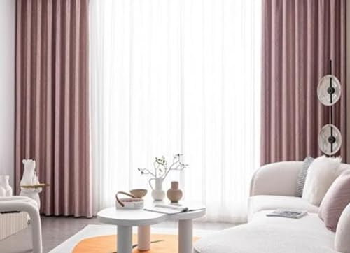 Bishilin Gardinen Blickdicht 2er Set 96x115CM, Verdunklungsvorhänge mit Ösen Jacquard Japanisch Polyester Vorhänge Rosa Schlafzimmer Kinderzimmer Jugendzimmer