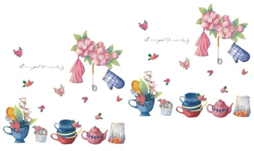 ABOOFAN 2 Pièces Sticker Mural Plantes Peintes Décalcomanie En Pot Stickers Muraux De Autocollant Mural Floral Frais Décoration Pour La Maison Fleuri Art Mural Pvc Colorful