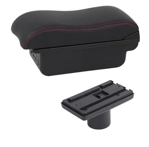 CRJIMX Central Store Content Styling Decoration con Portavasos Doble Capa 3 USB Reposabrazos para Coche para Seat para Ibiza 6j para Ibiza 6L Reposabrazos(C2 Línea roja)