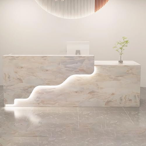 GUQASDV Empfangstresen für Praxis, Reception Desk Modern, Bürotheke Reception Tisch, Reception Table mit Sanfter Beleuchtung für Schönheitssalons, Bekleidungsgeschäfte(Colorful,140x60x100cm)