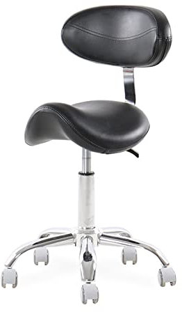 LULUMAIC Ergonomischer Sattelhocker PU Leder bequemer Sattelstuhl mit Rückenunterstützung für Heimsalon, Spa, Tattoo, Büro, Zahnklinik, B