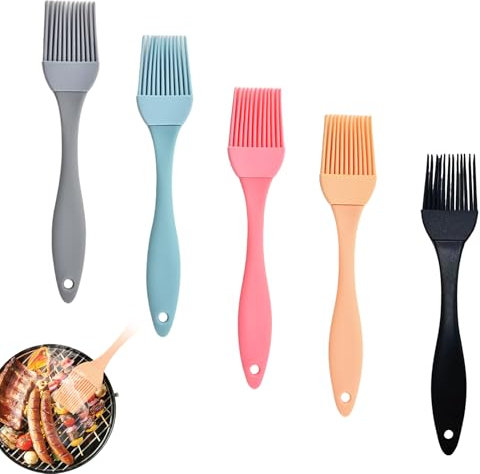 5 Stück Backpinsel,Küchenpinsel,Silikonpinsel,Pinsel Küche,Silikon Pinsel für Backen,Kochpinsel,Backpinsel Spülmaschinenfest,Pastry Brush,Teigschaber,Hitzebeständig ölpinsel Baking für Grill,Kochen