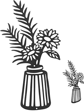 MAGICLULU Metall Wandkunst Blumenvase Wanddekor Wandornament Metalldraht Wanddekorativ Für Haus Und Garten