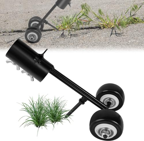 OFFCUP Estrattore di Erbacce Staccabile, Estirpatore Erbacce Manuale, Estrattore con Ruote, Materiale in Lega di Alluminio, Strumento per La Rimozione delle Radici di per Giardino (Gancio Dritto)