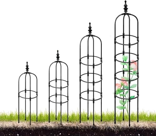 60 90 120 150 180 cm Metallspaljé Obelisk Spaljé för Klätterväxter Vinranka, Utomhus Jasminstöd Utomhus Krukväxtstödstruktur för Rosor, Tomater(Black,25 x 150cm/0.82 x 5ft)