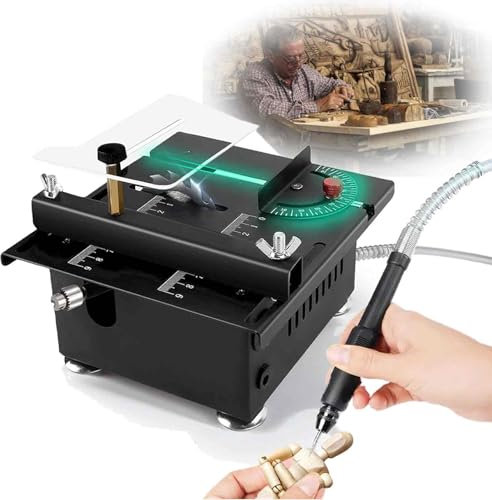 Mini sega circolare multifunzione, tornio da banco elettrico per lavorazione del legno, con albero flessibile e set di teste di rettifica, sega circolare portatile da tavolo, regolazione della velocit