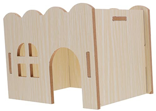 TOYANDONA Maison pour Cochons d'Inde en Bois Naturel, Cachette Ventilée Tunnel Intégré, Nid Confortable pour Hamster et Petits Rongeurs, Habitat Sécurisé pour Animaux de Compagnie