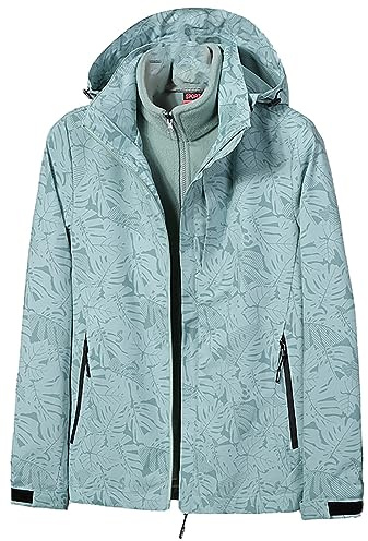 3-In-1 Jacke Damen Wasserdicht, Regenjacke Damen Outdoorjacke Mit Kapuze | Warm Gefüttert Funktionsjacke Übergrößen Wintermantel Leicht Steppmantel Herbst Winter Softshelljacke Sportjacke
