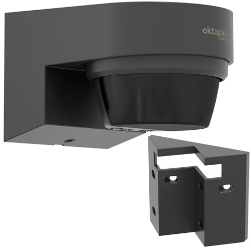 Oktaplex Eva détecteur de Mouvement Infrarouge extérieur | infrarouge à 240° avec portée de 12 m et indice IP65, avec support d’angle inclus pour montage en saillie