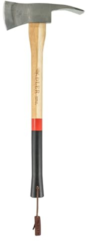 ADLER Pulaski Feuerwehr-Axt aus C60 Stahl – Kombi-Hacke mit geradem Holzstiel (60 cm / 70 cm) – 2-in-1 Axt und Hacke für Holzarbeiten, Garten, Camp & Trail (rot/schwarz, 70 cm)