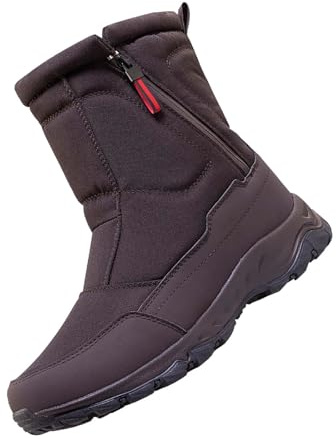 Botas de nieve para hombre, impermeables, forradas, cálidas, con cremallera lateral, con plataforma, botas de invierno, térmicas, antideslizantes, para invierno, cómodas, marrón, 50 EU