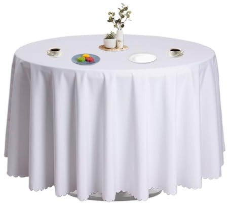Tischdecken für runde Tische, Tischwäsche aus Polyester, einfarbig, 63 Zoll, schmutzabweisend, für Bankett, Gastronomie, Küchenzubehör