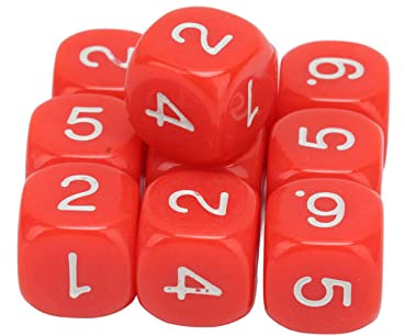 Ejoyous Confezione da 20 Dadi Numerici in Plastica a 6 Facce da 16 Mm con Angoli Arrotondati per Giochi da Tavolo per Imparare i Numeri e Giochi di Ruolo (rosso)