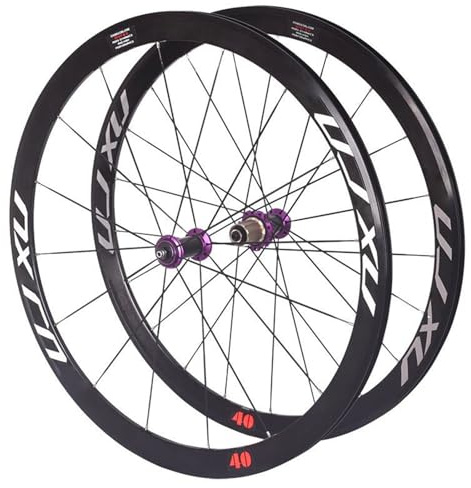 SXSHEYS 700C Rennrad-Laufradsatz mit Felgenbremse, Carbon-Nabe, 40 mm Felgenhöhe, Vorder- und Hinterradfelgen aus Aluminiumlegierung, geeignet für 8/9/10/11-Gang-Schaltungen