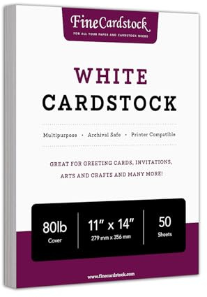 11 x 14 White Cardstock, Heavyweight 80lb Cover (216gsm) Card Stock Paper - Smooth Finish - Great For Arts & Crafts, Greeting Cards, Invitations, Brochures, Restaurant Menus, Posters | 50 Sheets
