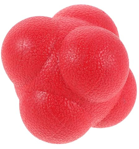 UKCOCO Pelota Hexagonal de Entrenamiento de Reacción 7.6 Cm Roja, Balón de Coordinación Mano-Ojo de Silicona para Velocidad y Reflejos en Béisbol, Tenis y Entrenamiento Deportivo