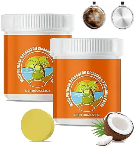 Pâte de nettoyage et de polissage multifonction à l'huile de noix de coco pour cuisine, pâte nettoyante à l'huile de noix de coco 3 en 1, pâte nettoyante à l'huile de noix de coco, pour four et