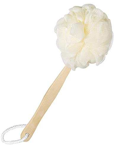 Healifty Body Scrubber for Shower with Wooden Long Handle Loofah, Body Shower Brush Back Scrubber, Loofah Sponge for Use in Shower and Bath, Exfoliate Dead Skin for Women, Men, Seniors