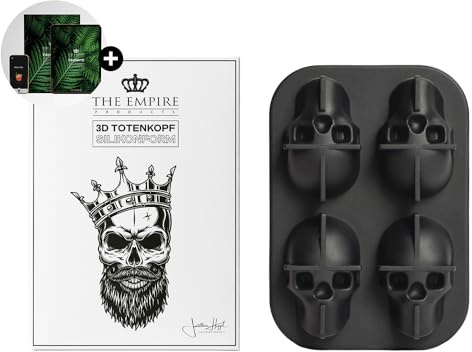 The Empire Products® 3D Totenkopf Silikonform Eiswürfelform schwarz Auch als Backform, Kuchenform, Schokoladenform