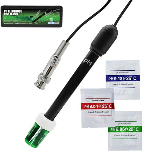 0-14 pH 300cm 3000mm 118in Remplacement BNC Électrode Sonde Connecteur Câble Capteur pour ph Moniteur Contrôleur Testeur Mètre Kit Ensemble Aquarium Hydroponique Plante Piscine Spa