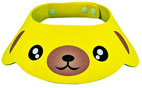 Cuffia bagno bambini orsetto giallo regolabile proteggi occhi orecchie morbida doccia idea regalo compleanno piscina infantile sicurezza acqua