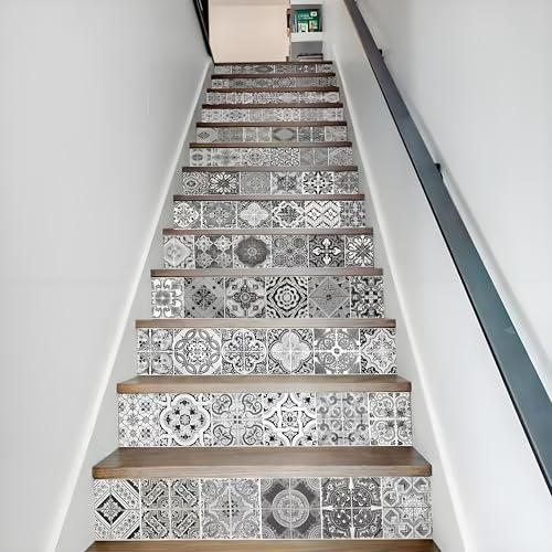 AGSYFFD Autocollant d'escalier 3D autocollant de contremarche d'escalier autocollant amovible papier peint mural maison décor à la maison (39.4L x 7W x 13 PCS)