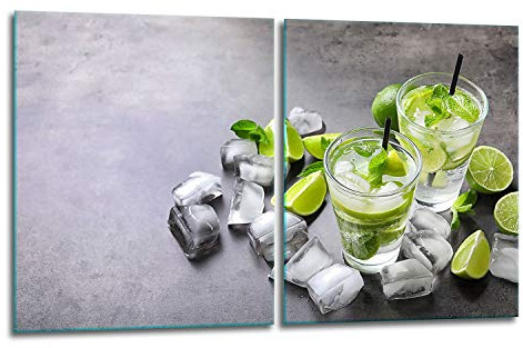 TMK | Herdabdeckplatten Set 2x40x52 cm Ceranfeld Abdeckung Glas Spritzschutz Abdeckplatte Glasplatte Herd Ceranfeldabdeckung Deko Schneidebrett | Getränk