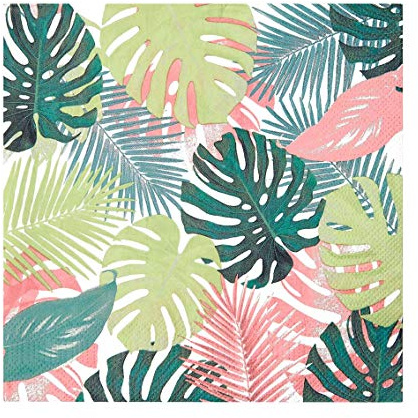 Packung mit 20 Pastell-Servietten aus tropischem Palmblattpapier | Einweg-Servietten, Geschirr für drinnen oder draußen, Geburtstag, Gartenparty, Sommer, Picknick, Safari, Hawaiianisch, Decoupage