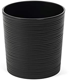 HappyFlower Blumentopf Pflanzkübel inkl. Einsatz rund Meißel-Optik Übertöpfe (Schwarz, Durchmesser 19 cm/Höhe 19,5 cm)