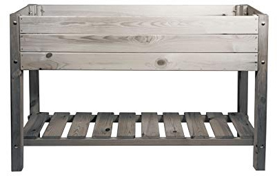 mgc24 Aiuola rialzata massiccia L – legno di pino grigio rettangolare per giardino, terrazzo/balcone, 118 x 40 x 78 cm