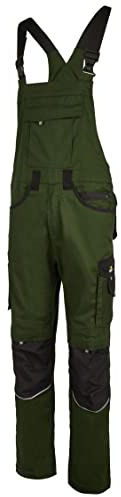 Hans Schäfer Workwear HSW Professional – Latzhose für Herren – Lange Arbeitshose mit Knietaschen – Bequem, strapazierbar und qualitativ – Oliv, 62
