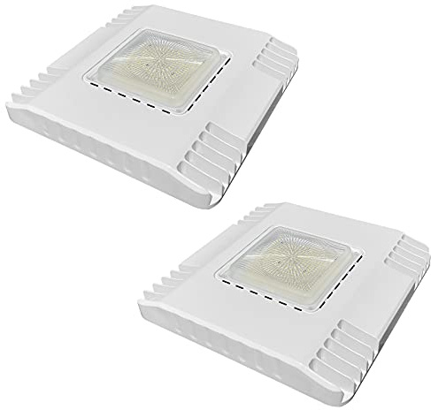 NUWATT ® 2 Pack | Waterproof LED Canopy Gas Station Light 150W Ultra Bright Daylight 5000K, 18000 Lumens, Internal Driver, Outdoor High Bay Garage Subway 120-277V DLC Listed