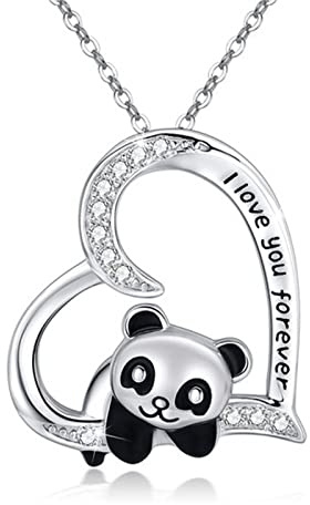 Yienate Collier avec pendentif en forme de cœur, en argent, idée cadeau pour anniversaire, pour enfants, femmes, filles, Argent sterling