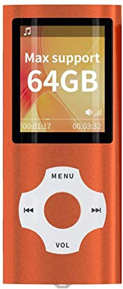 Digital Portable Lecteur MP3/MP4 (Max Support 128 GB) avec Photo Viewer, E-Book Reader et Radio FM Enregistreur Vocal et vidéo,Orange,16GB