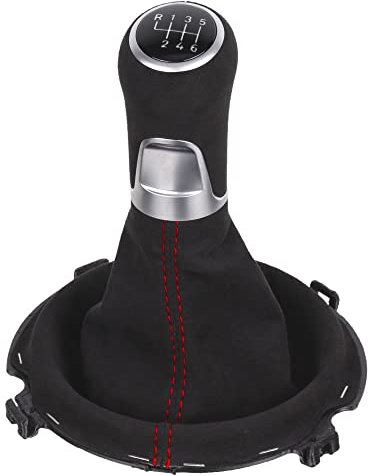 ICT Schaltknauf Schaltsack Schaltmanschette Leder, 6 gang, Naht rot kompatibel mit: Audi TT Typ 8J 04/2006–03/2014 (ohne LED/Alcantara)