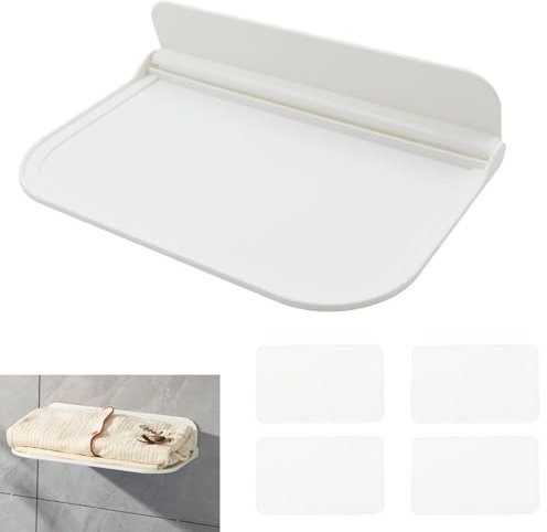 mongtsamz Mensola da Bagno de Pieghevole - Senza Foratura, per Bagno, Camera da Letto, Può Posizionare Router, Vestiti, Piccoli Oggetti, 30 X 20 Cm, 1 Pezzo