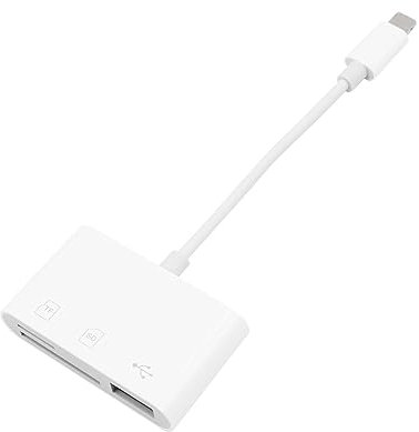 VOANZO Adaptador OTG USB 3 en 1, Lector de Tarjetas TF/SD, Cable OTG para i-Phone/i-Pad, Compatible con hubs Midi, Teclado, Mouse, Lector de Tarjetas, Soporte para iOS 13 y Superior